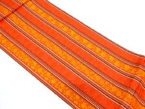 縞に草花模様織り出し全通袋帯